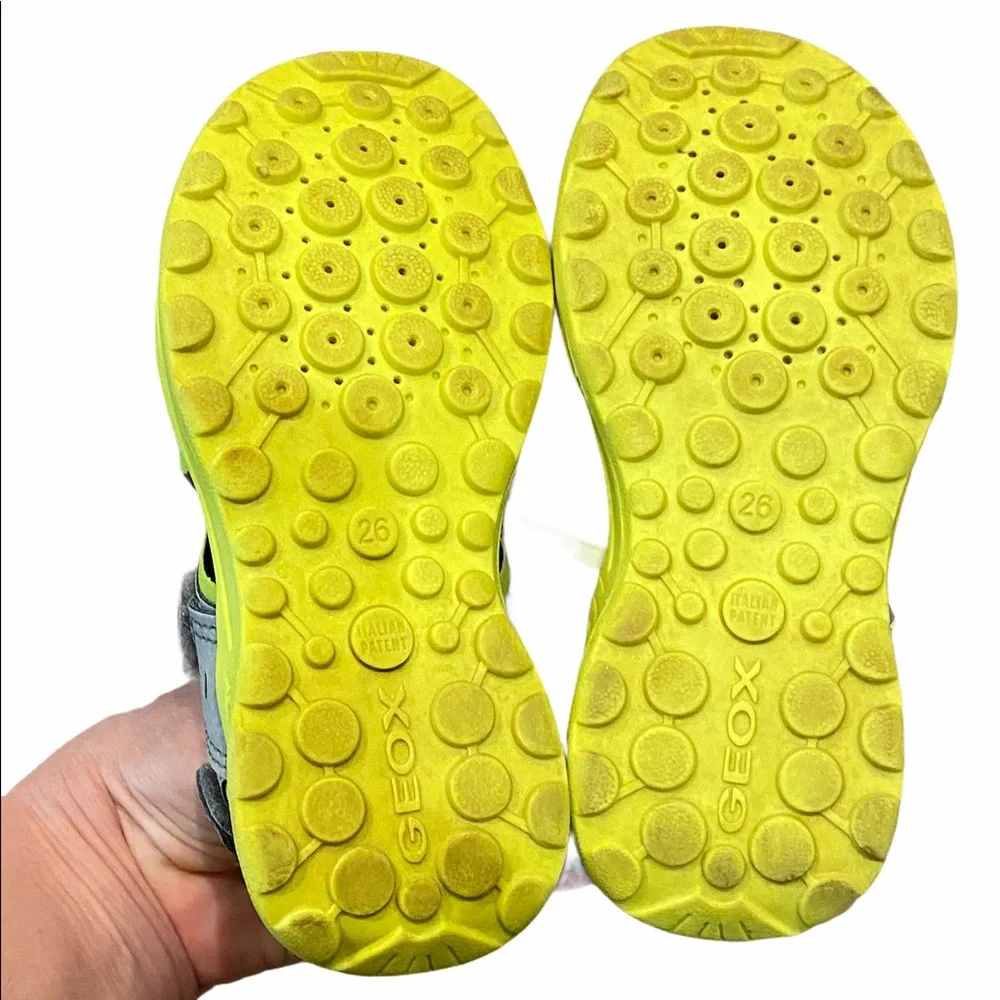 Geox blue, gray and yellow strap sandals